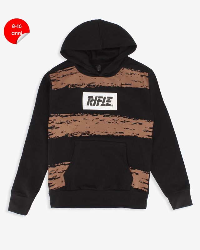 Product: RIFLE - FELPA NERA CON CAPPUCCIO PER RAGAZZI 8-16 ANNI (1 of 2)