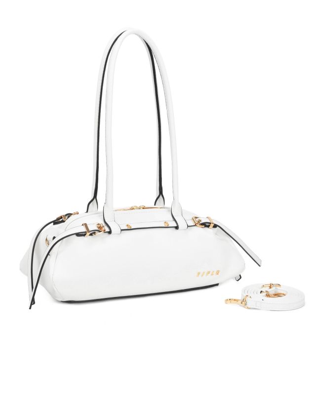 Product: RIFLE - Borsa baguette a spalla bianca con fibbie, tracolla removibile (1 of 3)