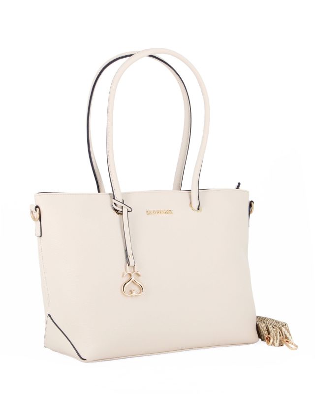 Product: SOLO SOPRANI - Borsa shopping panna con ciondolo e tracolla removibili (1 of 4)