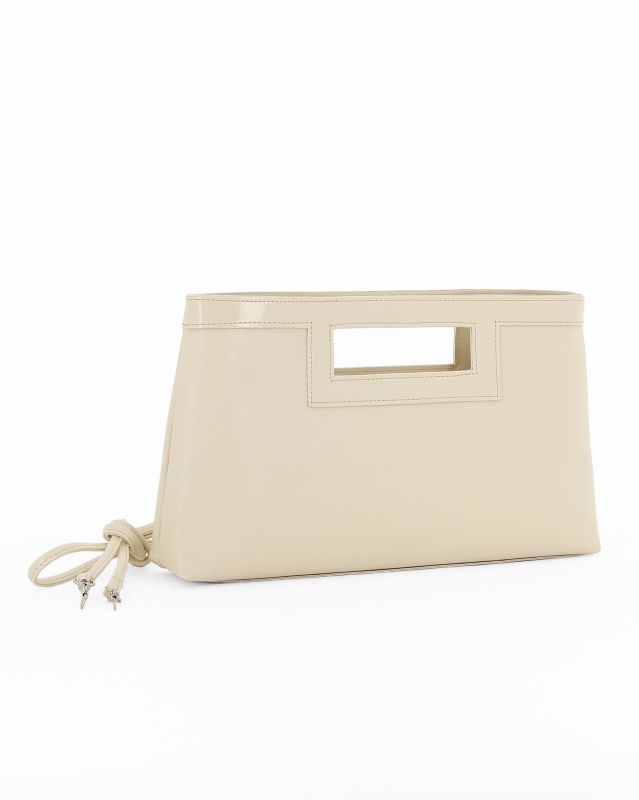 Product: TATOO - Pochette beige in saffiano e vernice con tracolla removibile, MADE IN ITALY (1 of 4)