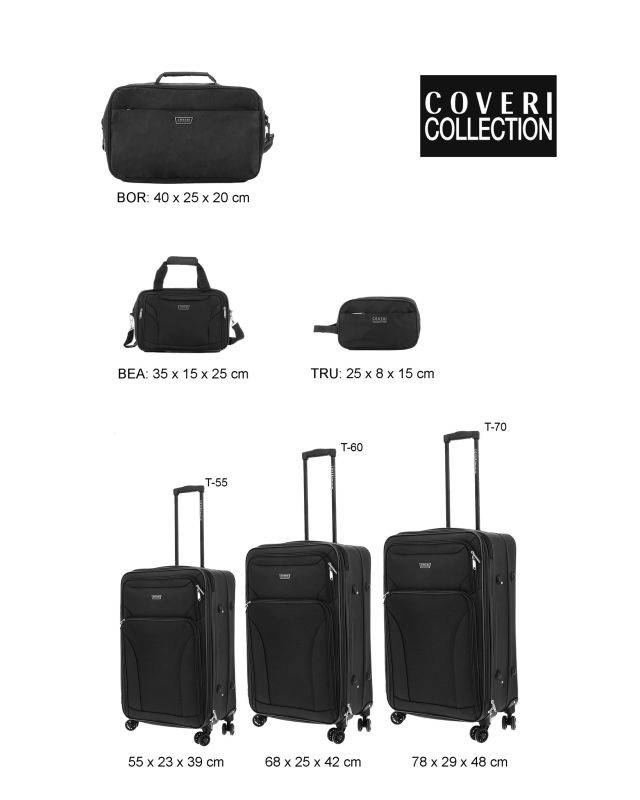 Product: COVERI COLLECTION - Trolley in tessuto nero con 4 ruote doppie ed espansione (1 of 14)