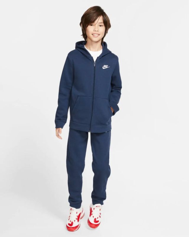 Product: NIKE - Felpa da bambino blu con cappuccio e zip frontale (1 of 7)