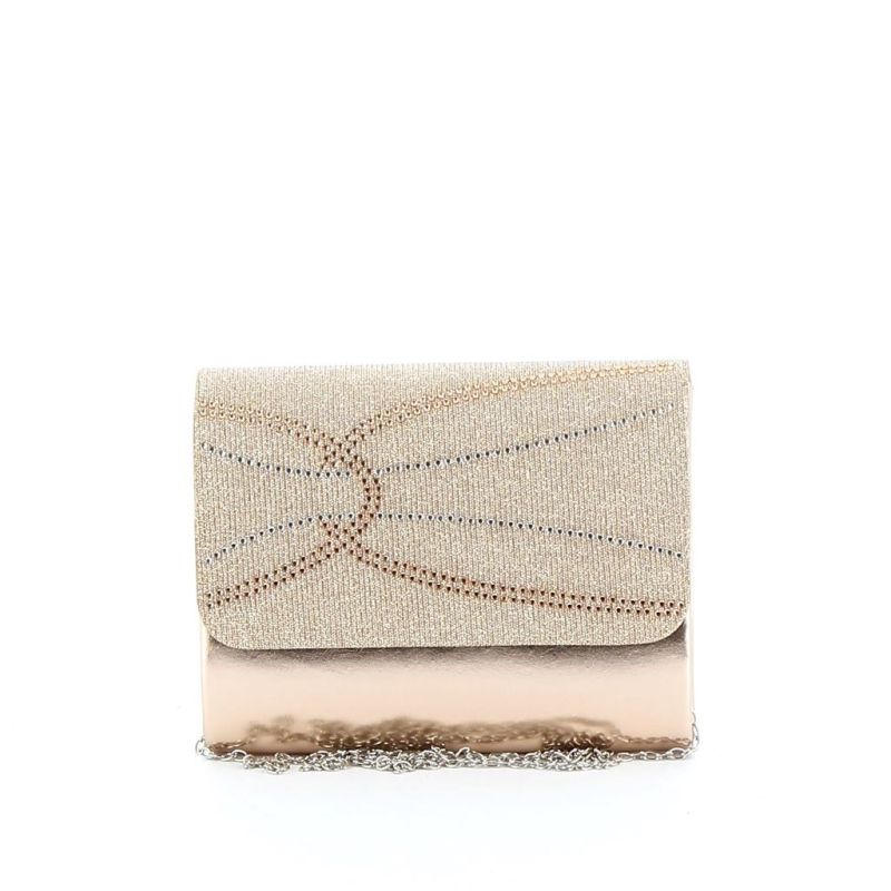 Product: DIVAS- Pochette effetto metallizzato con patta lurex e strass (1 of 3)