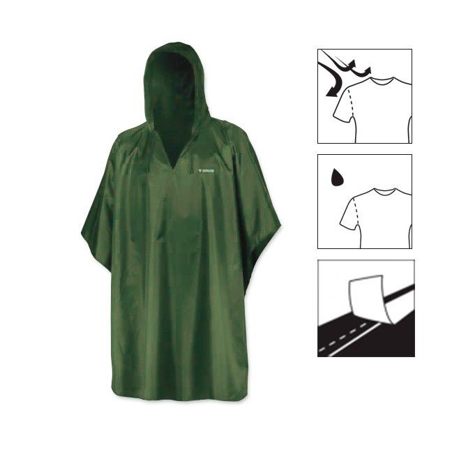 Product: BRUGI - K way poncho verde impermeabile antivento richiudibile con cappuccio