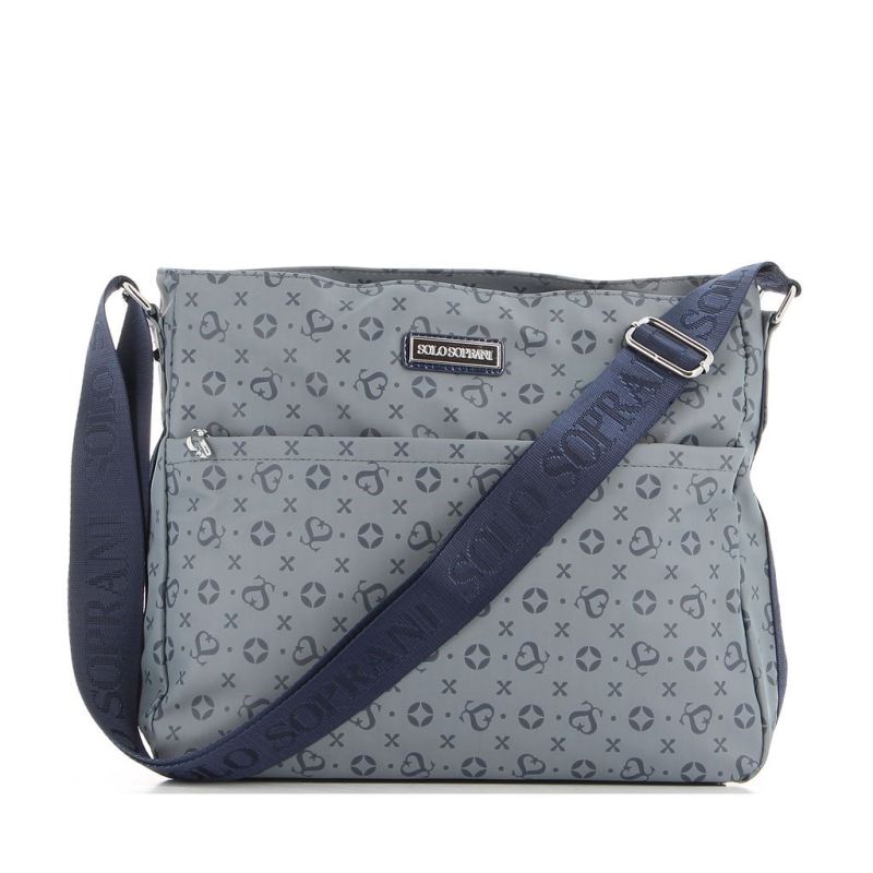 Product: SOLO SOPRANI - Borsa blu con tracolla regolabile e zip frontale orizzontale (1 of 46)