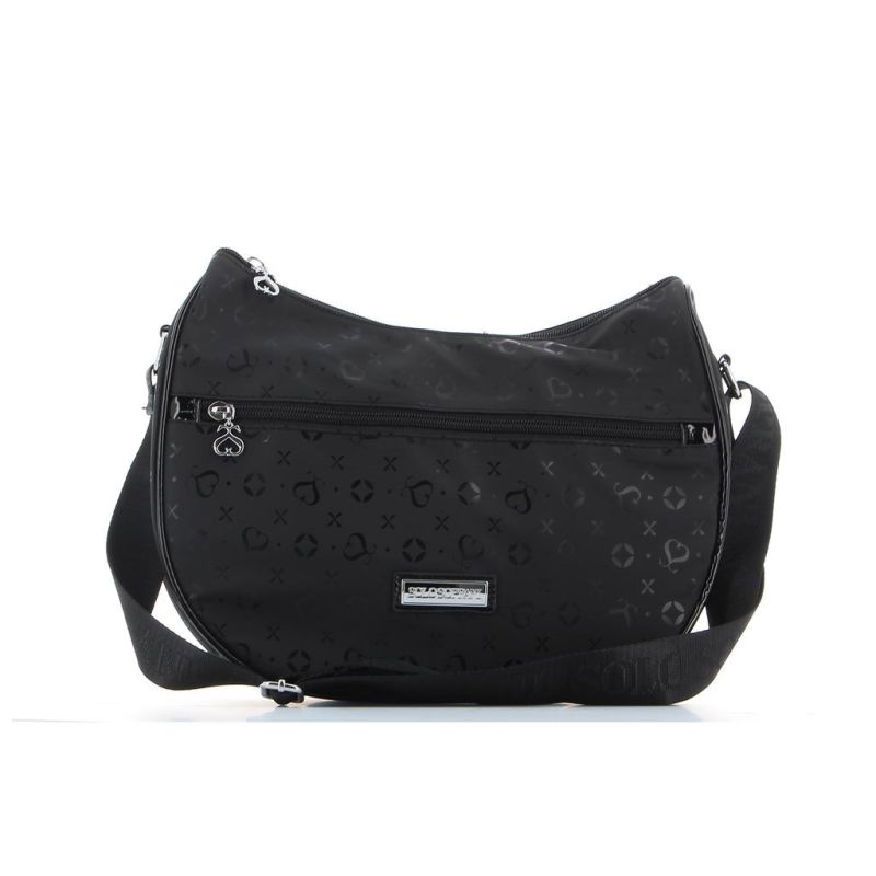 Product: SOLO SOPRANI - Borsa mezzaluna nera con tasca frontale e tracolla regolabile (1 of 4)
