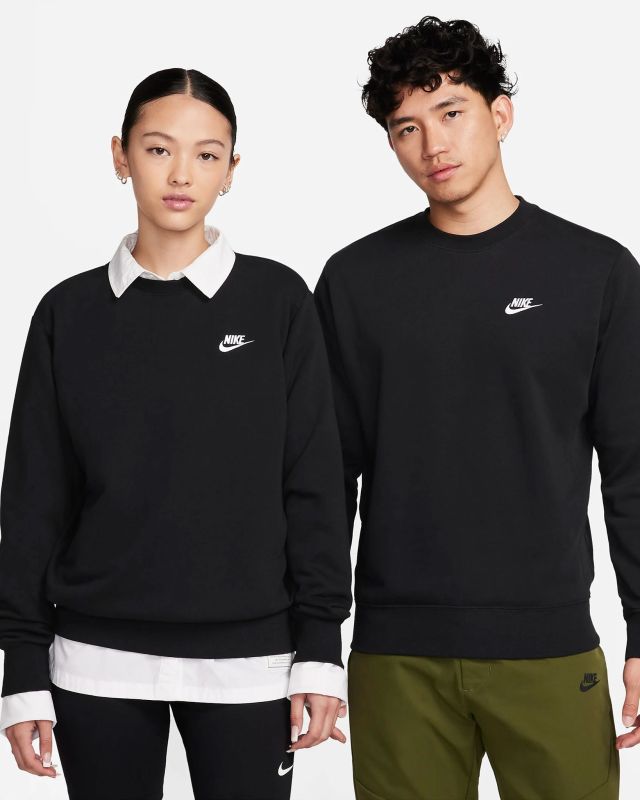 Product: NIKE - SWEAT NERA NSW CLUB CRW FT CON LOGO BIANCO - BV2666-010 (1 of 5)