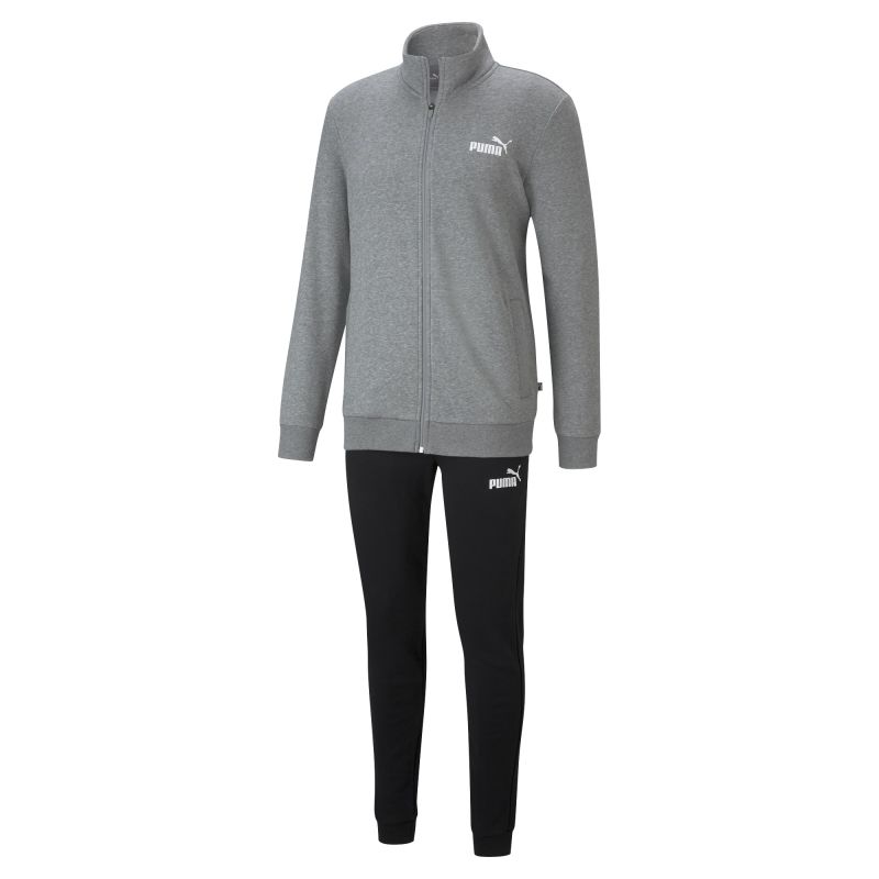 Product: PUMA - Tuta completa da uomo grigia e nera con zip frontale e logo bianco
