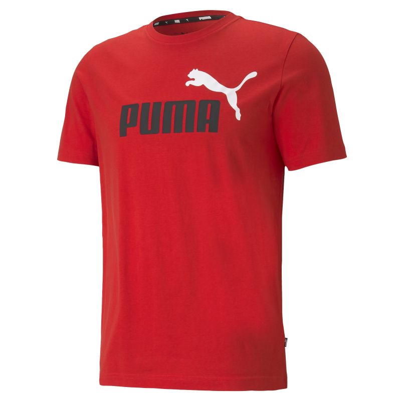 Product: PUMA - T shirt da uomo rossa in cotone con logo nero e bianco