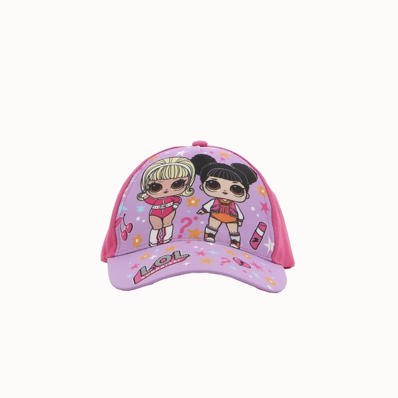 Product: LOL - Cappello baseball bimbo fuxia/viola con disegno frontale e logo su visiera (1 of 2)