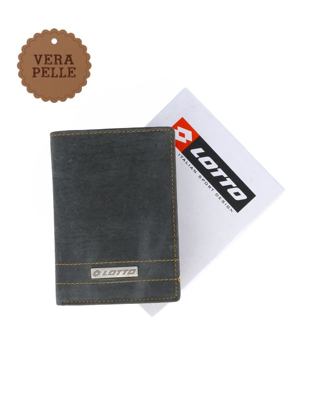 Product: LOTTO - Portafoglio blu in VERA PELLE con doppio scomparto banconote e tasca portaspicci (1 of 4)