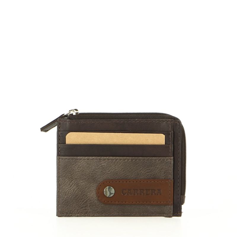 Product: CARRERA - Portacarte marrone in VERA PELLE con tasca zip (1 of 3)