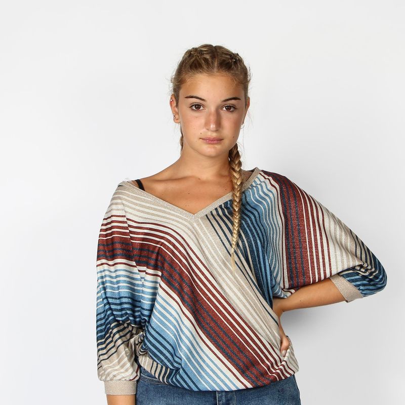 Product: BACHATA - BLUSA MANICA 3/4 A RIGHE MULTICOLOR (1 of 3)