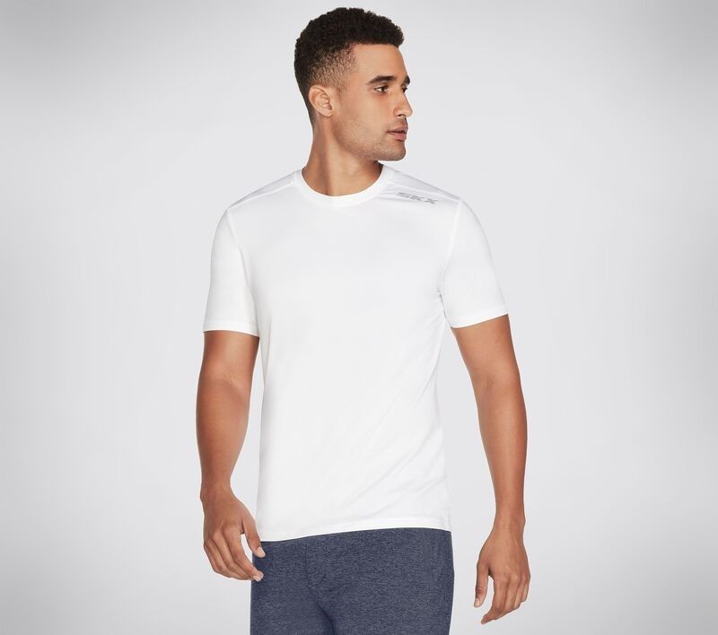 Product: SKECHERS - T shirt girocollo da uomo bianca in tessuto traspirante (1 of 2)