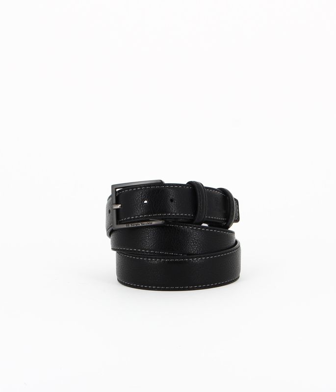 Product: SERGIO TACCHINI - Cinta da uomo nera con fodera in VERA PELLE