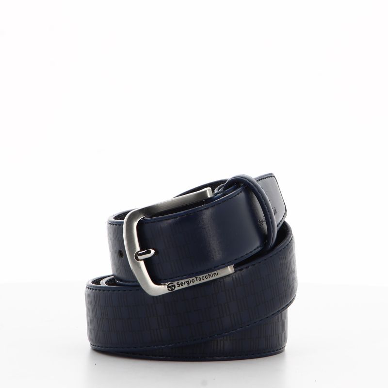 Product: SERGIO TACCHINI - Cinta da uomo blu con fodera in VERA PELLE