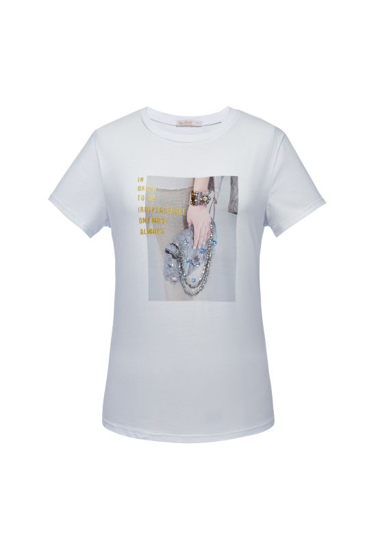 Product: BACHATA - TSHIRT MANICA CORTA BIANCA CON STAMPA BORSETTA (1 of 2)