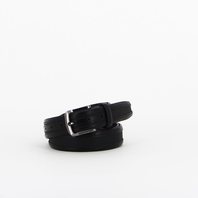 Product: ARMATA DI MARE - Cinta nera con fodera in VERA PELLE e fibbia grigia satinata