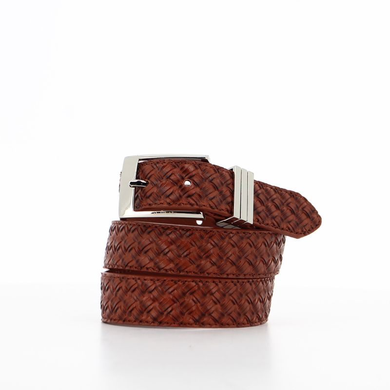 Product: RENATO BALESTRA - Cinta marrone in VERA PELLE effetto intreccio