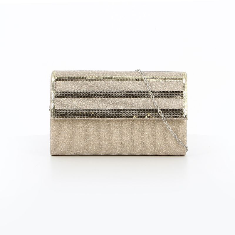 Product: MISS GLOBO - Pochette oro glitterata con strass sulla patta (1 of 7)