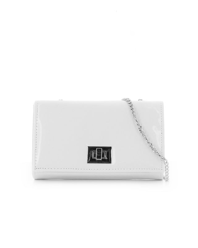 Product: MISS GLOBO - Pochette bianca in vernice con patta e chiusura a girello (1 of 4)