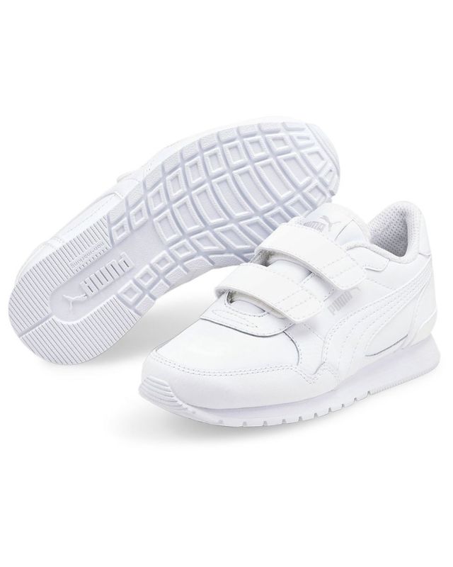 Product: PUMA - Sneakers da bambino bianca in VERA PELLE con doppio strappo e soletta in memory foam, numerata 28/35 - ST RUNNER V3 L V PS (1 of 5)