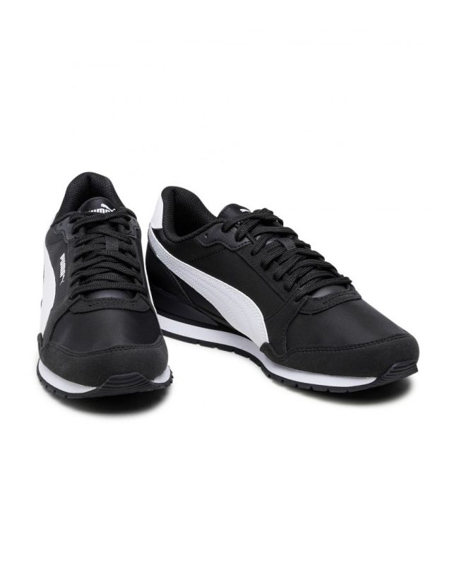 Product: PUMA - Sneakers nera e bianca in mesh traspirante con soletta in memory foam, numerata 36/39 - S RUNNER V3 MESH JR (1 of 5)