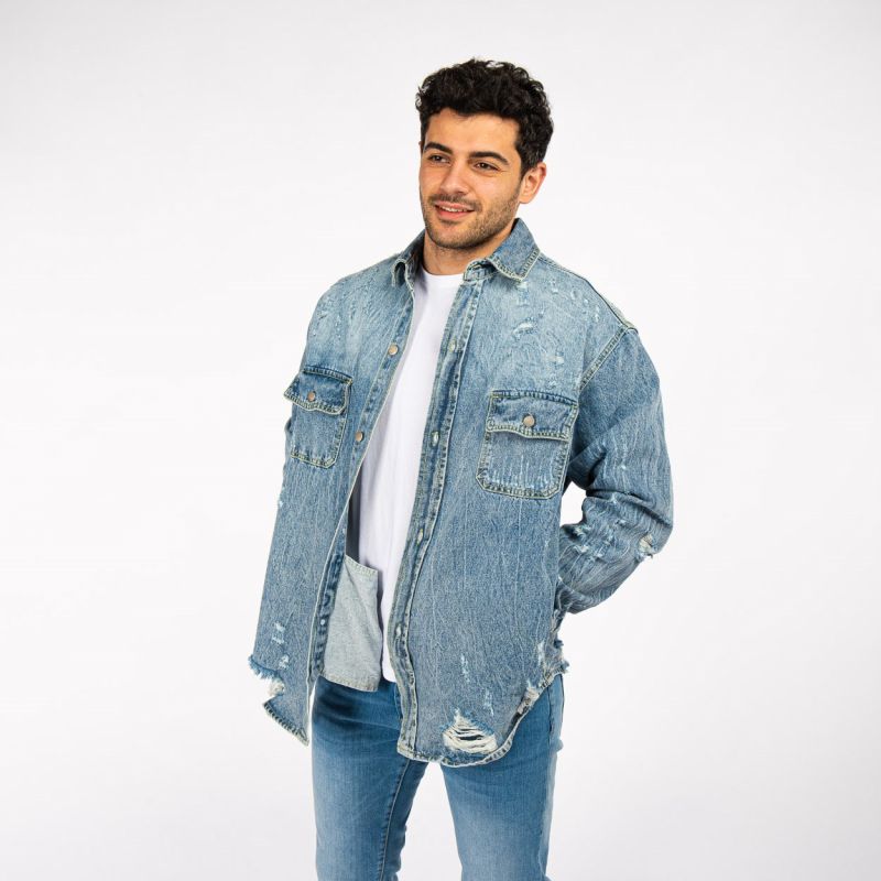 Product: FRANKIE MALONE - GIUBBINO JEANS DA UOMO CON STRAPPI E TASCHINI SUL FRONTE (1 of 3)
