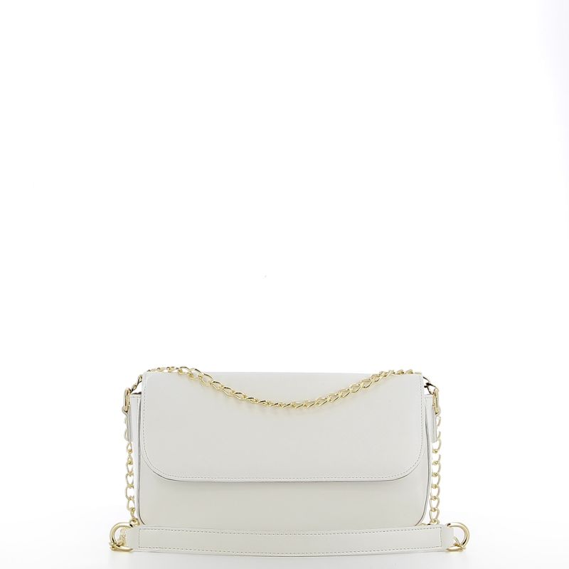 Product: TATOO - Tracolla bianca multimateriale con patta e dettaglio catena oro, MADE IN ITALY (1 of 4)