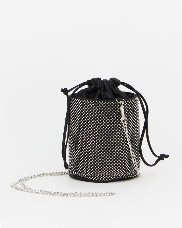 Product: MISS GLOBO - Pochette secchiello nera con strass e chiusura coulisse, tracolla catenina removibile (1 of 31)