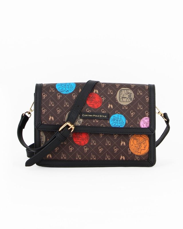 Product: CORTINA POLO STYLE - Tracollina marrone con patta e stampe multicolor (1 of 7)
