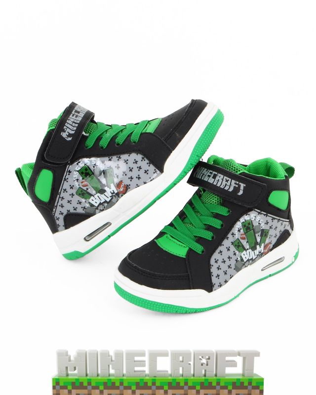 Product: MINECRAFT - Sneakers alta da bambino nera e verde con  strappo, numerata 25/32 (1 of 9)