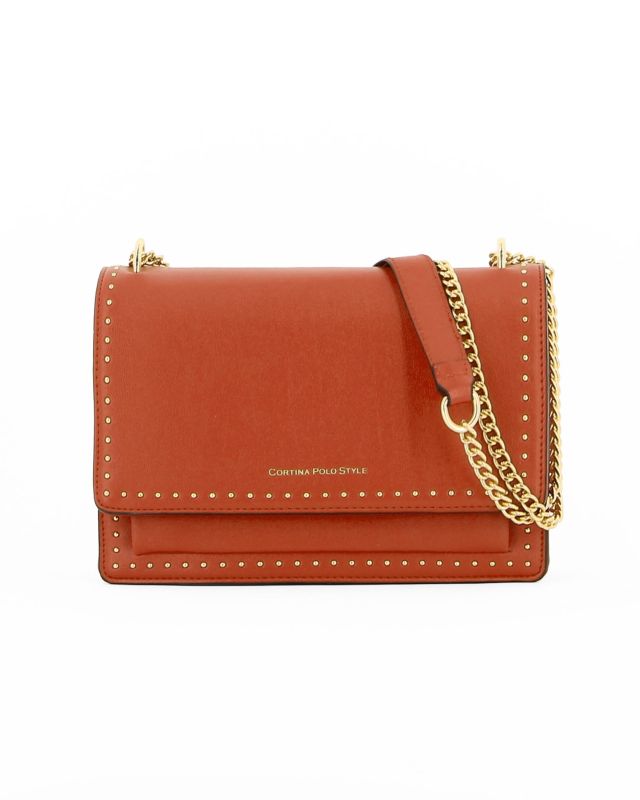 Product: CORTINA POLO STYLE - Tracolla arancio con patta e tasca frontale, dettaglio rivetti (1 of 7)