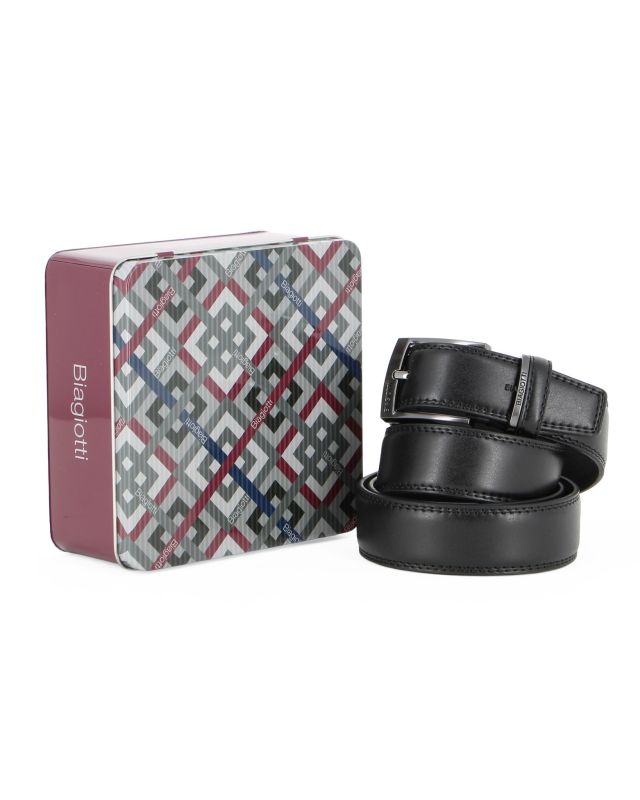 Product: BIAGIOTTI - Cinta nera con fodera in VERA PELLE e box regalo (1 of 5)