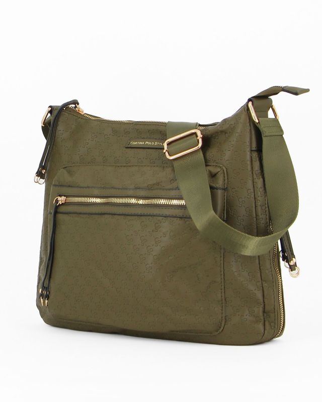 Product: CORTINA POLO STYLE - Tracolla verde loggata con tasca frontale e cerniera esterna per espansione (1 of 7)