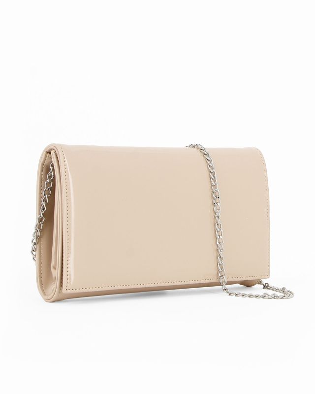 Product: TATOO - Tracolla beige in vernice con patta e due scomparti interni, MADE IN ITALY (1 of 4)