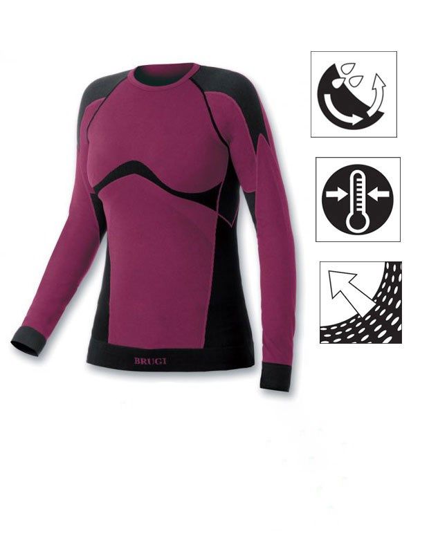 Product: BRUGI - Maglia da donna viola e nera termica girocollo traspirante senza cuciture (2 of 2)