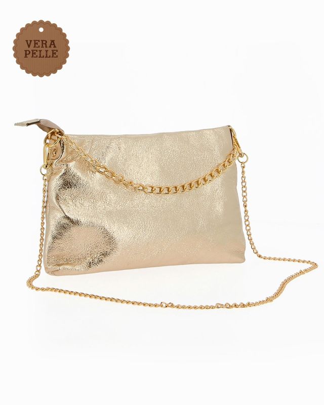 Product: DIVAS - TRACOLLA PLATINO IN VERA PELLE CON DETTAGLIO CATENA, MADE IN ITALY (1 of 4)
