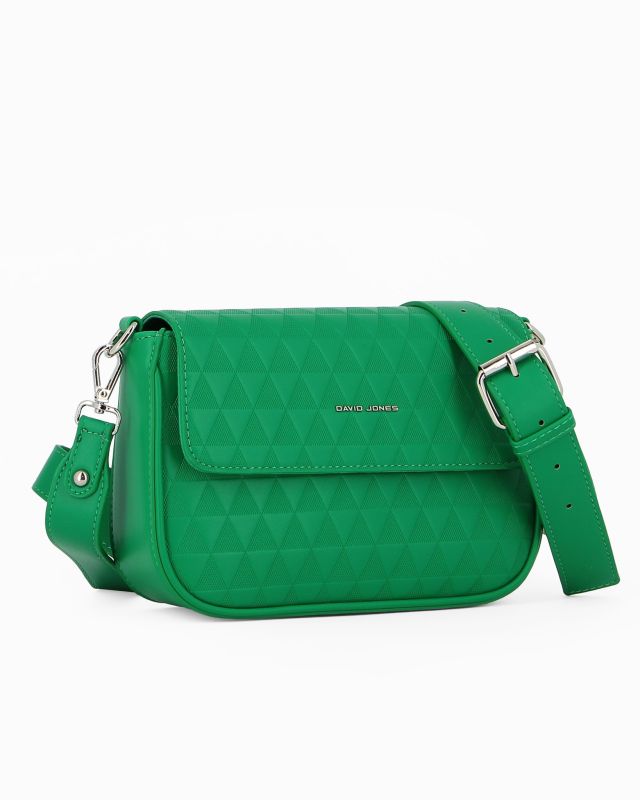 Product: DAVID JONES - Tracolla verde fantasia triangoli con patta e tasca posteriore (1 of 4)