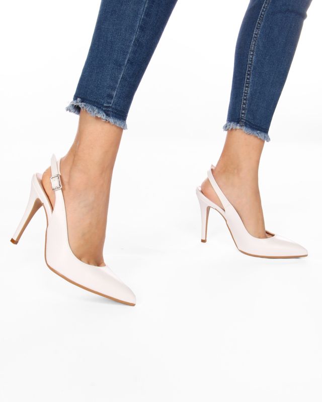Product: MISS GLOBO - Décolleté slingback bianca MADE IN ITALY, sottopiede VERA PELLE - TACCO 10CM (1 of 7)