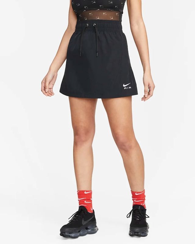 Product: NIKE - Minigonna nera a vita alta con logo bianco e lacci (1 of 6)