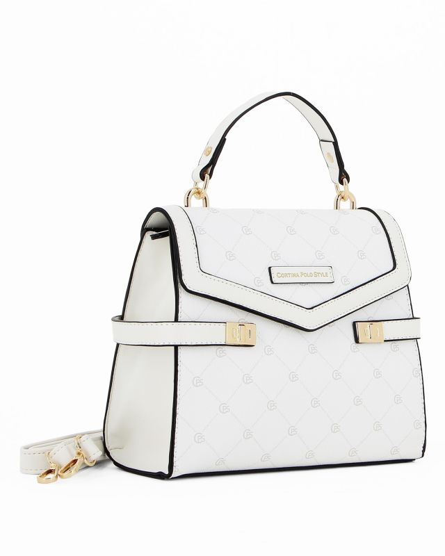 Product: CORTINA POLO STYLE - Borsa bianca a mano con un manico e tracolla removibile (1 of 5)