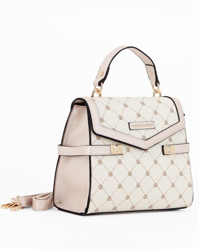 Product: CORTINA POLO STYLE - Borsa beige a mano con un manico e tracolla removibile (1 of 5)