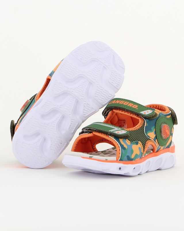 Product: CANGURO -CANGURO - Sandalo bimbo verde e arancio camouflage CON LUCI 30/35 (1 of 4)