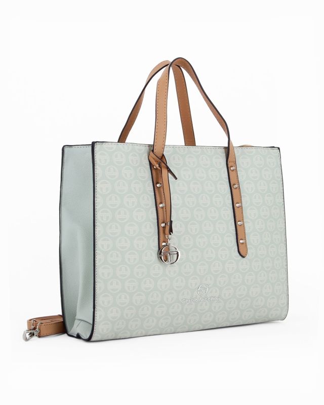 Product: SERGIO TACCHINI - Borsa azzurra a mano con tracolla removibile e borchie frontali (1 of 4)