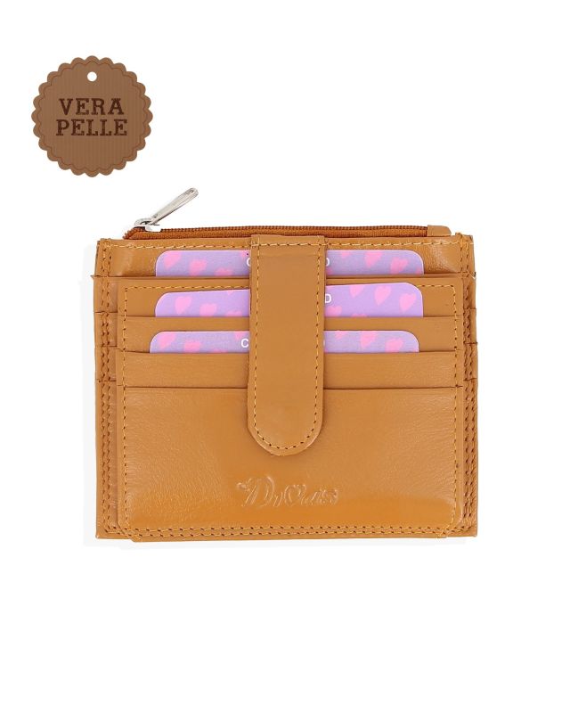 Product: DIVAS - Portacarte giallo in VERA PELLE con ribaltina e tasca portascpicci (1 of 3)