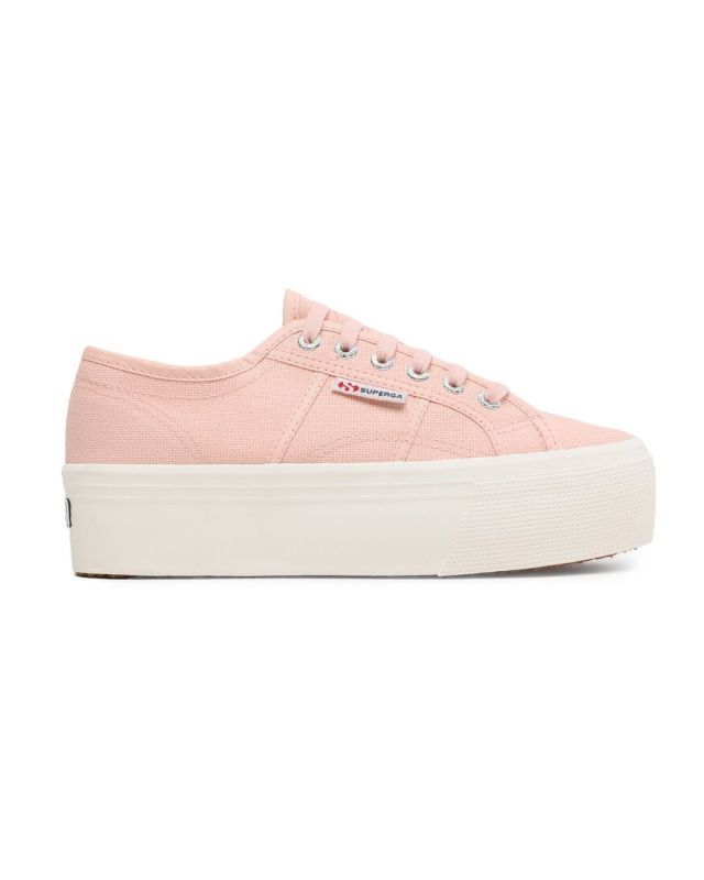 Product: SUPERGA - Sneakers da donna rosa e bianca con suola spessa e occhielli argento metallizzato - 2790 PLATFORM (1 of 5)