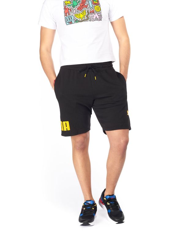 Product: PUMA - Pantalone corto da uomo nero con logo giallo (1 of 5)