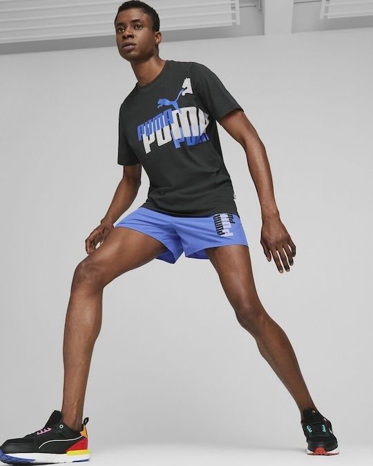 Product: PUMA - Pantaloni corti da uomo blu con logo bianco e nero (1 of 4)