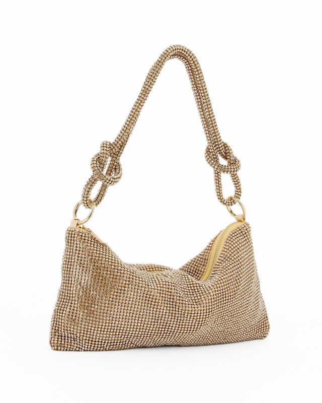 Product: DIVAS - Pochette oro rivestita di strass con nodi sul manico (1 of 4)
